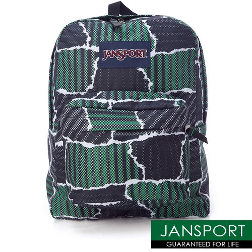 Jansport SUPER BREAK Backpack JS 43501J7NE Black/Green  