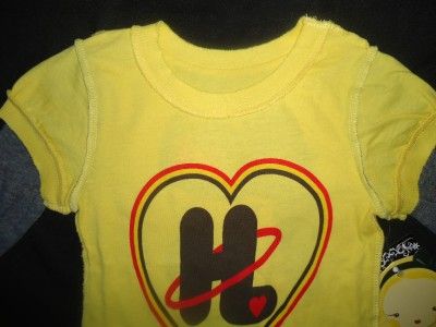   HARAJUKU LOVERS HULA HOOP FAD GWEN 2 FER LONG SLEEVE YELLOW T SHIRT 14