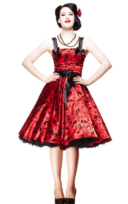 Tattoo Flocked Dress By Hell Bunny