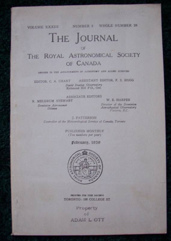 Journal of The Royal Astronomical Society Feb. 1939  