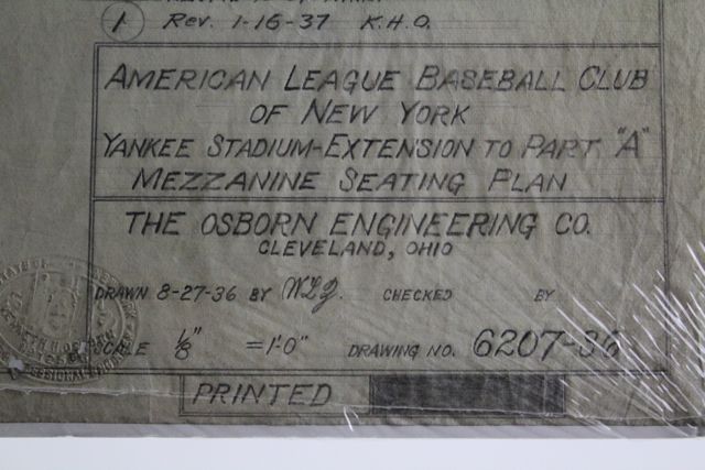 Original Yankee Stadium Architectural Plan Extension Part A Mezz 