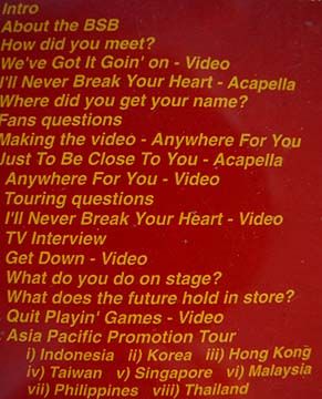 Vcd BACKSTREET BOYS The Video + Asia Pacific Tour 1996  