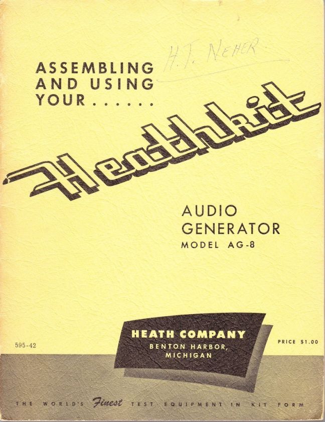 HEATHKIT ASSEMBLY MANUAL for AG 8 AUDIO GENERATOR  