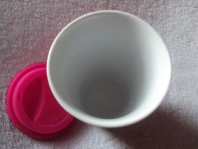 Uptown Eco Cup Ceramic Silicone Lid Reusable Hold 16 oz Pink New 