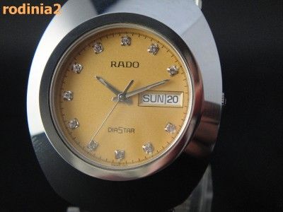 Auth Mens Rado Diastar Gold & Diamond Dial Tungsten Quartz Mint 