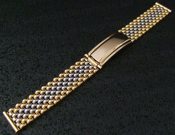 NOS 5/8 Gemex Rice Beads 2 Tone 50s Vintage Watch Band  