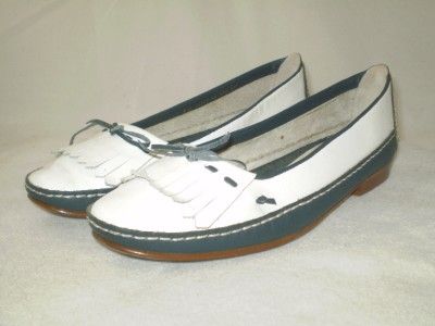 Vtg Cheryl Tiegs Spectator Kiltie slip on Flats Loafers navy blue 