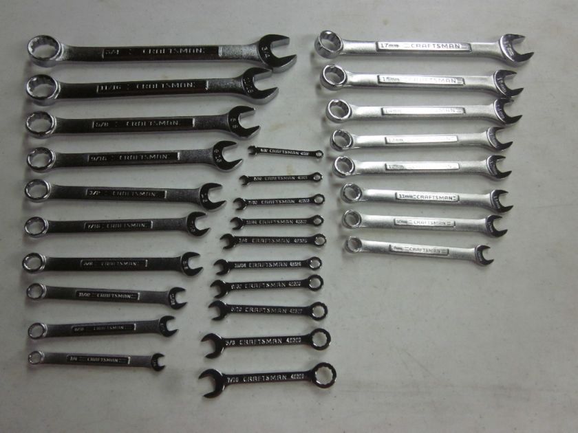 28pc CRAFTSMAN 12 POINT COMBINATION WRENCH SET SAE / METRIC MIDGET 