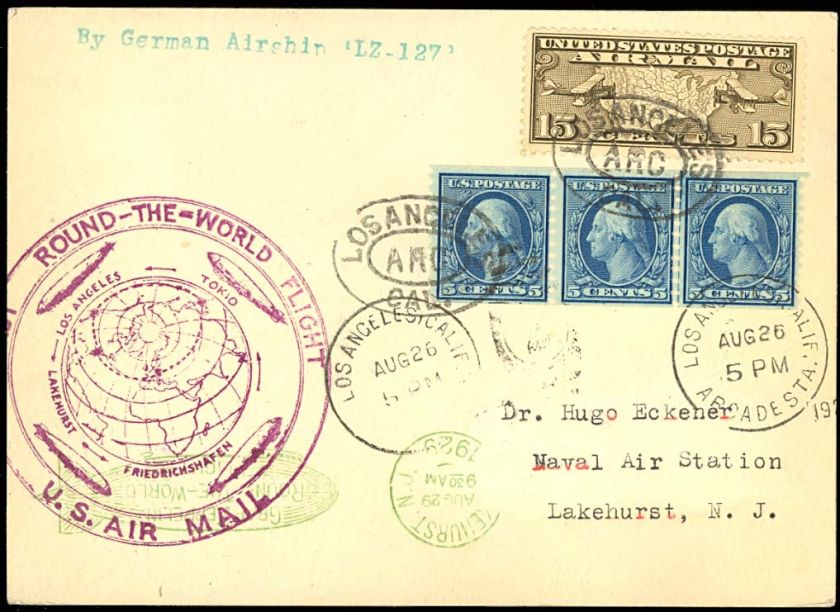 LZ127 ZEPP FLGIHT COVER Aug 26, 1929 to Dr HUGO ECKENER  