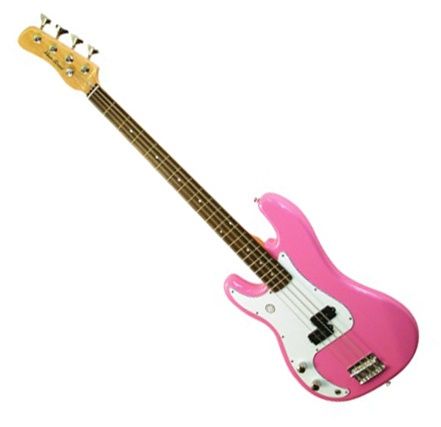 Main Street Left Handed Electric Bass Guitar   Pink  