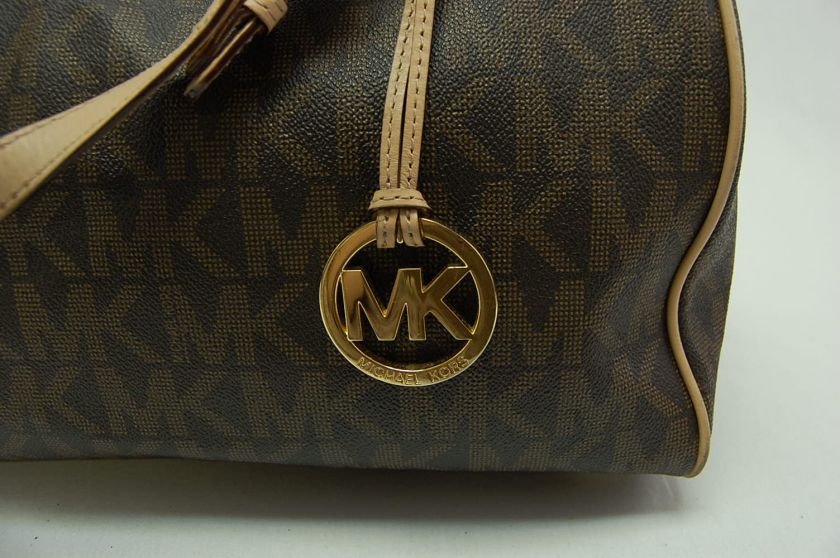 Michael Kors Brown Large Grayson Jet Set Monogram Satchel Handbag 