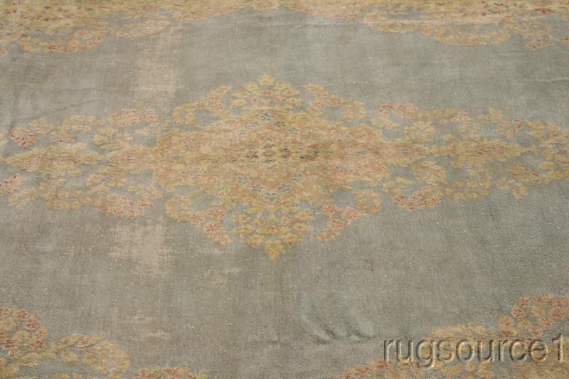 OVERSIZED LIGHT BLUE ANTIQUE 10X21 KERMAN PERSIAN ORIENTAL AREA RUG 