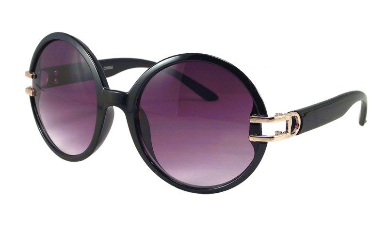 Retro Large Round Women Black Hippie Sunglasses 1183  