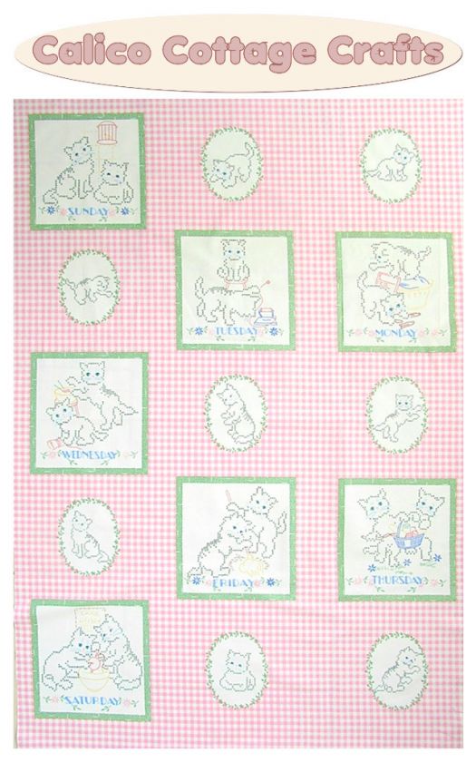   Patchwork Quilting Quilt Sewing Cotton Fabric Cat Block Panel  