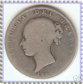 RARE 1844 GREAT BRITAIN HALF CROWN  