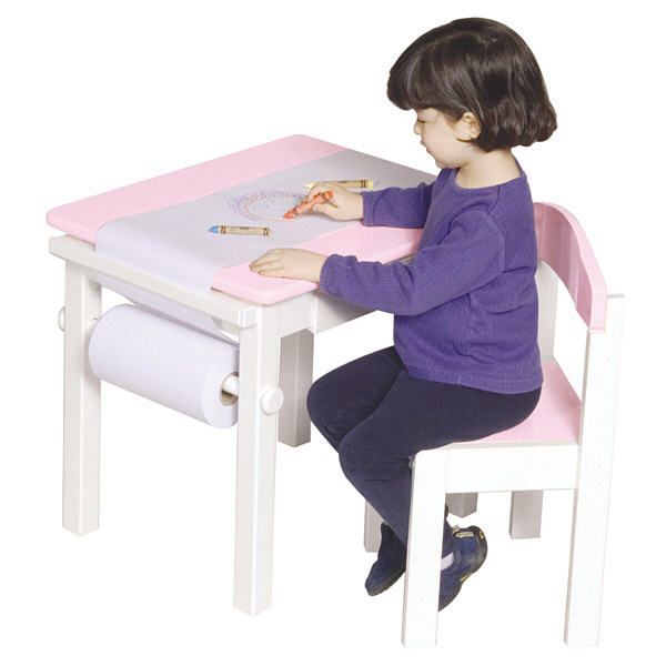 GIRLS PINK TABLE CHAIR SET KIDS ART COLORING CRAFT  