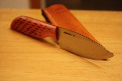 ANZA 2011 LADY HIKER UltraLite HCS KNIFE w/ RED Jigged BoneHandle Made 