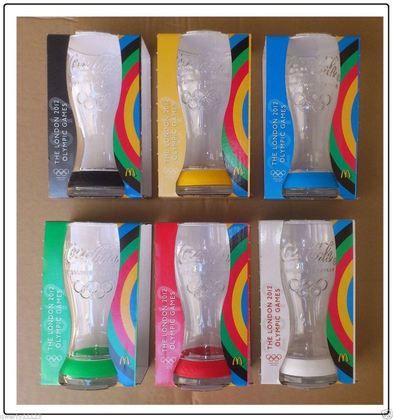 McDonalds Coca Cola Coke Glass london olympics set X6 colors 2012 