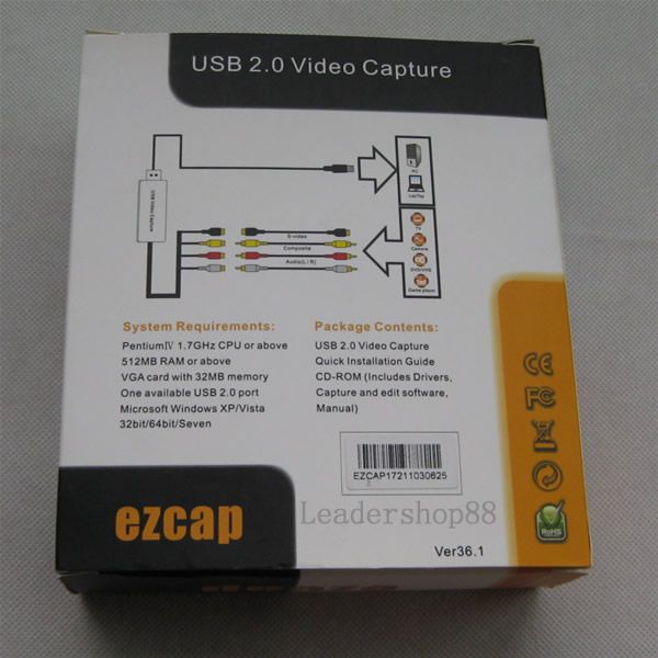 New Ezcap USB 2.0 Video Capture Adapter for XP Vista 7  