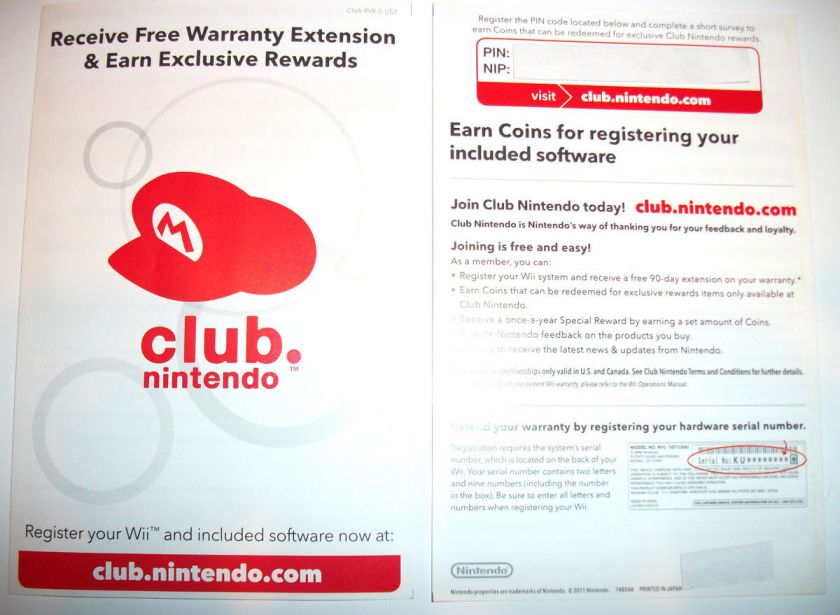 Club Nintendo 160 Coins Black Wii Super Mario Galaxy Pins Code  