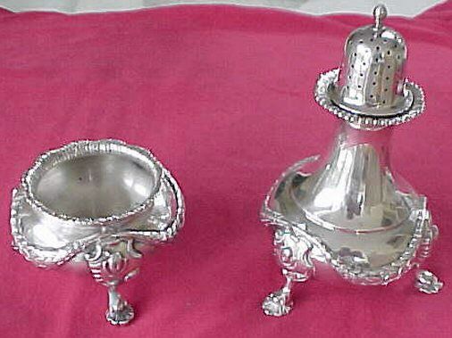 IMPORTNT,HVY. Sterling Silver OPEN SALT & PEPPER SHAKER  