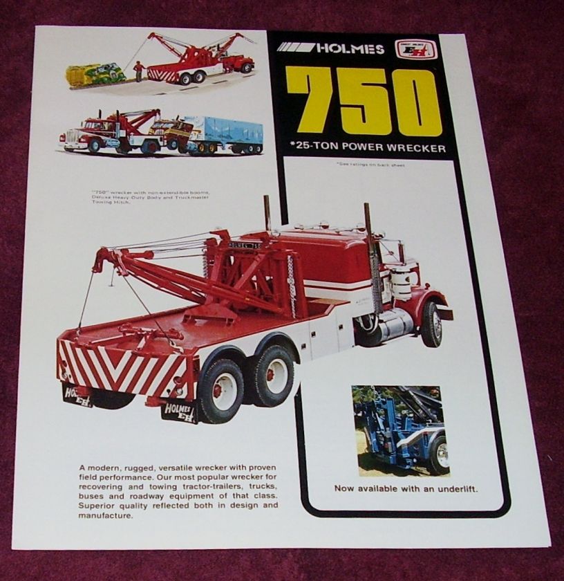 ORG 88 Ernest Holmes 750 Brochure tow truck new underlift side 