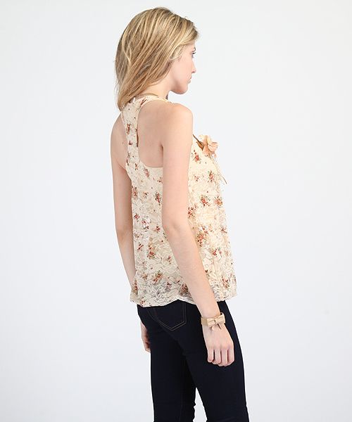   Sleeveless Bubble BLOUSE w/ Pearl Necklace Racerback Tank Top  