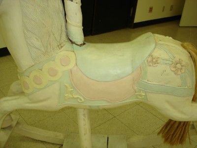   Hand Carved Painted WOODEN ROCKING HORSE Showpiece HUGE  