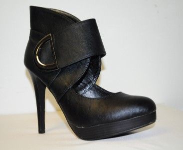 Machi Mary Jane Ankle High Heel Bootie Black Daisy 1  