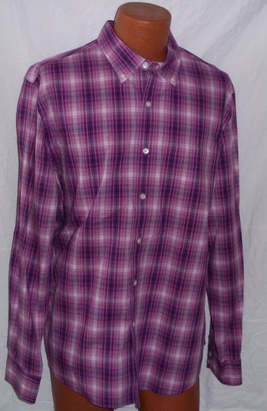 NWT Madison X Large Purple Pink Navy White Plaid Shirt  