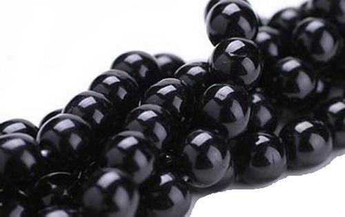 25 BLACK CZECH GLASS ROUND BEADS 10MM  