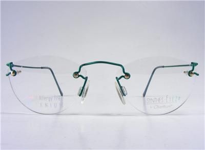 NOS 1990s VTG 3 PIECE RIMLESS TITANIUM CHARMENT TEAL WIRE RETRO 