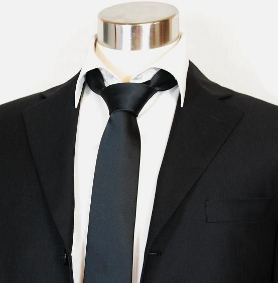 tie the tie measures only 3 inches at widest point elegant solid black 