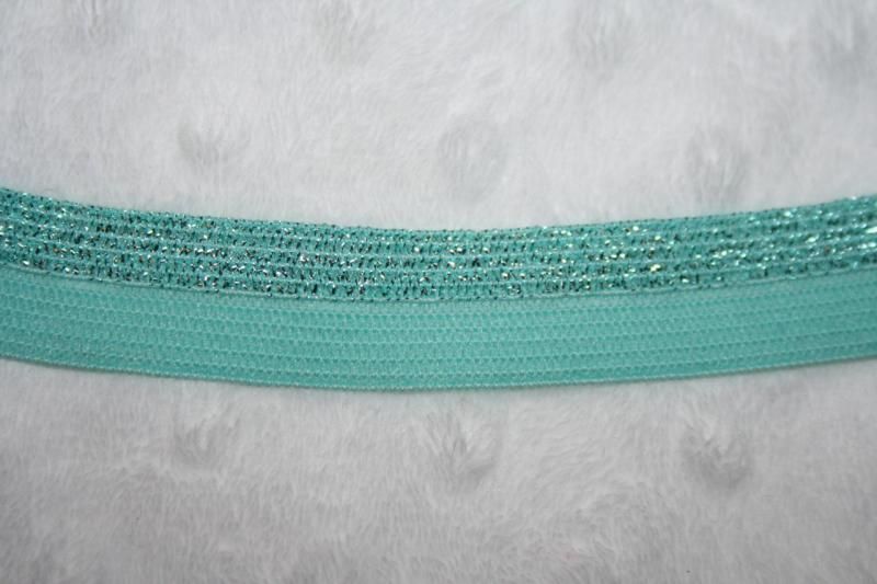 10 yds Glitter Metallic SEAFOAM GREEN FOE Foldover Elastic Baby 