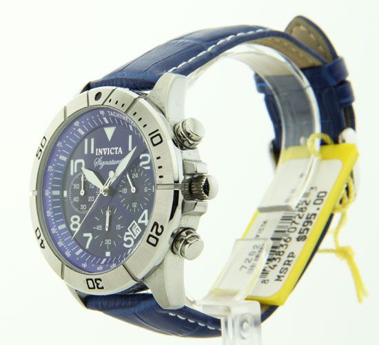 Invicta Mens Sport Blue Sporty Leather Chronograph 7282 Tachometer 