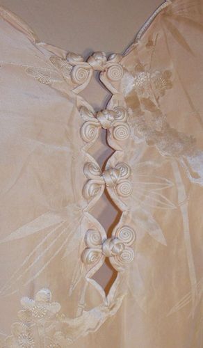 Vintage 1920s Peach Silk Jacquard Nightgown   large fits 40 inch bust 