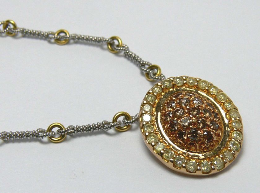 CHAMPAGNE & COGNAC DIAMOND CIRCULAR PENDANT 1.50 CTS  