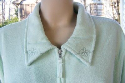 STAN HERMAN 1X LIGHT GREEN BRUSHED PLUSH TERRY FRONT ZIP BED JACKET 