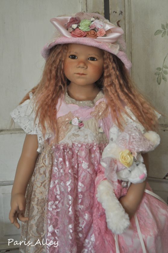 Pink Saphire~French Lace Dress, Teddy Bear & Hat Set 4 HIMSTEDT Doll 