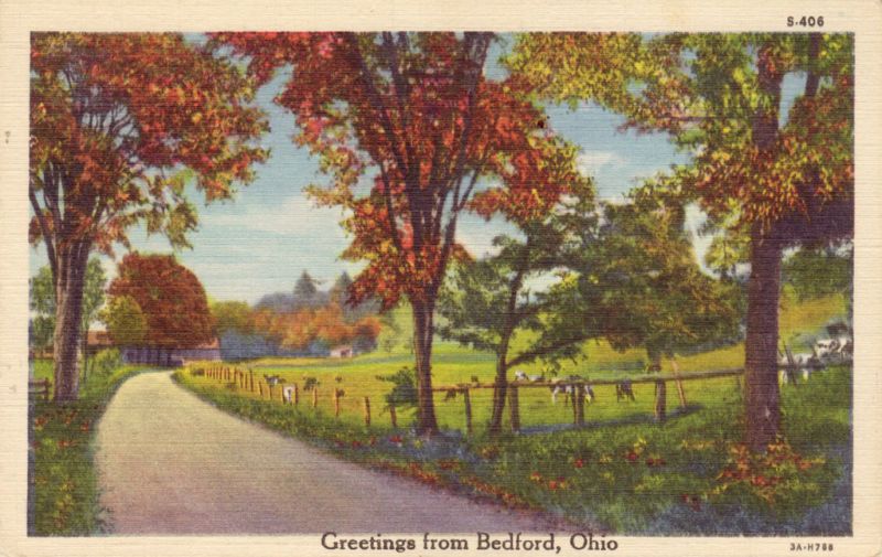 GREETINGS FROM BEDFORD OHIO VINTAGE POSTCARD 95B  