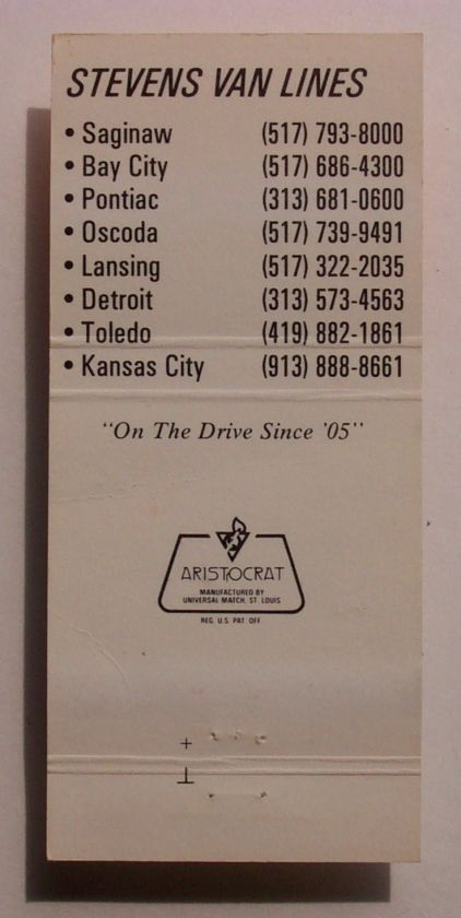 1970s? Matchbook Truck United Van Lines Saginaw MI MB  