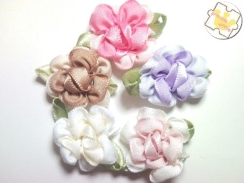 20X Pink Purple Tan Wedding Ribbon Flower Applique U PK  