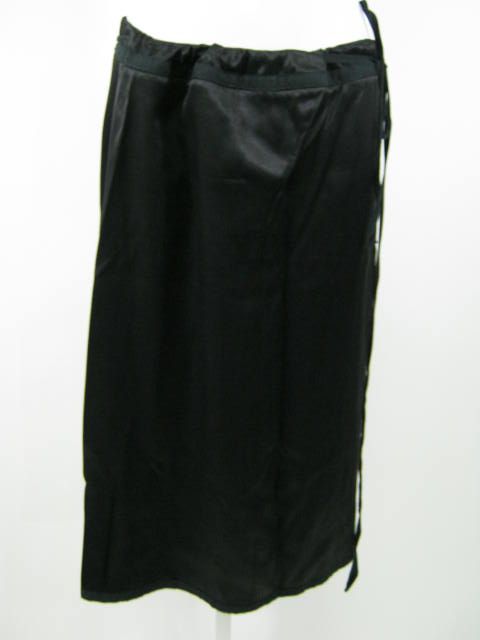 KATAYONE ADELI Black Satin A Line Waist Wrap Skirt Sz 2  