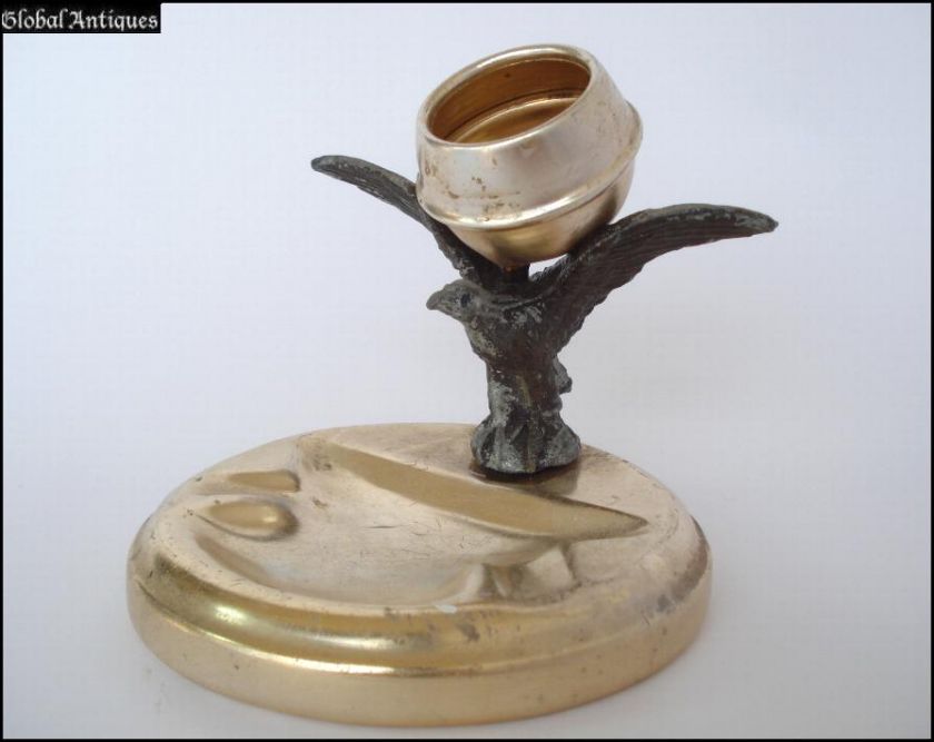 WW2 ANTIQUE METAL ASHTRAY w/EAGLE FIGURINE  