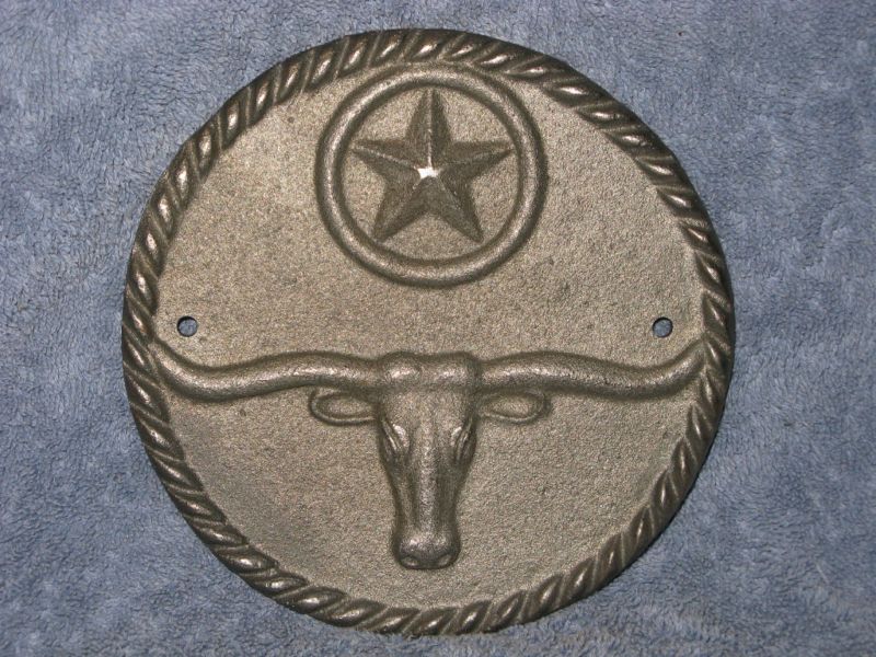 Cast Iron Texas Longhorn & Star Wall Plaque  