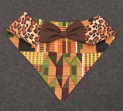 African KENTE / Leopard Bowtie Quickerchief   custom  