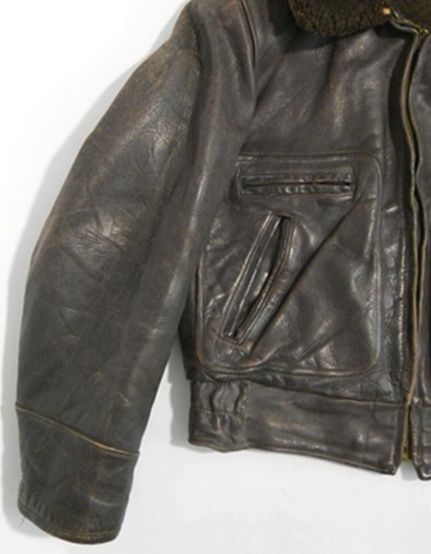 Vintage 50s Front Quarter HORSEHIDE Leather MOUTON COLLAR Bomber 