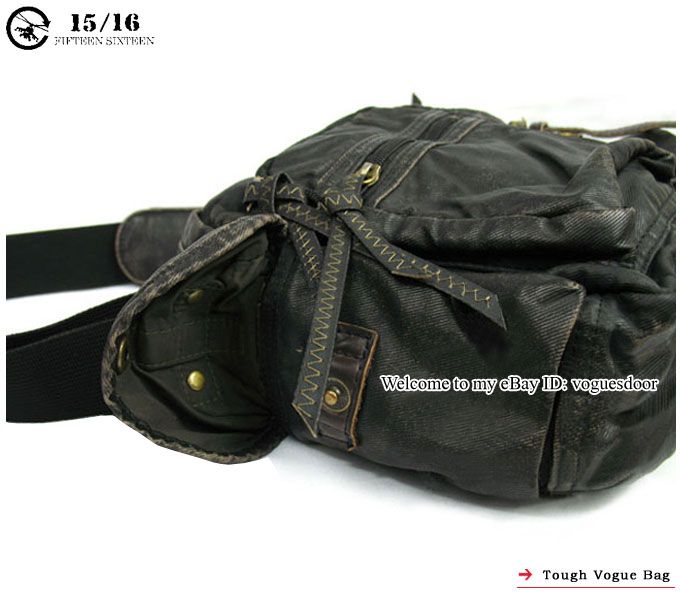 New Tough Punk Vintage Oilskin Black Mens Message Bag 8321  