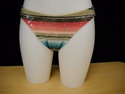 NWT VIX Gidget Stripe Sequin Scoop Bikini Bottom L $78  