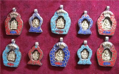 pnp551 Lot of 10 Ethnic Elephant Head Ganesha Buddha pendant Nepal 